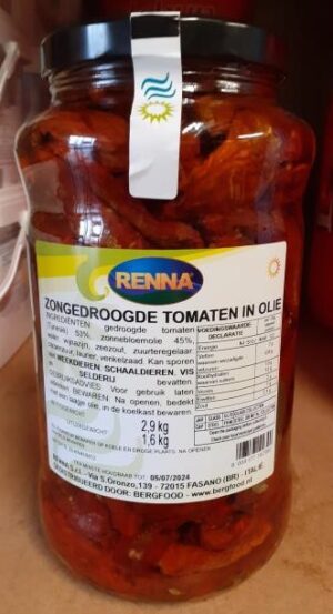 Tomaten gedroogd op olie POT 2,9 kg.