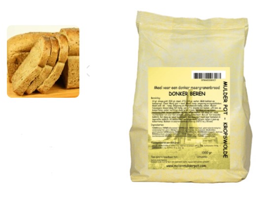 Donker beren broodmix 1 kg.