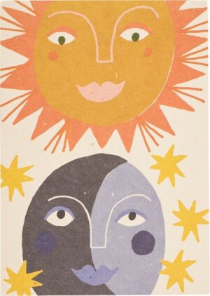 Postkaart Zon + maan  10x1 stuks