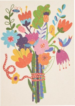 Postkaart bosje bloemen 10x1 stuks