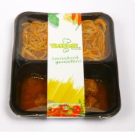 Spaghetti met Indische balletjes 450 gr.