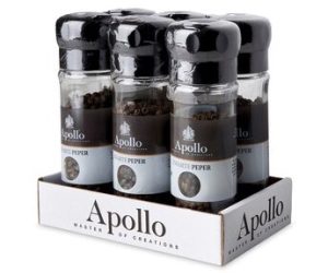 Pepermolen zwarte peper Apollo 6x45 gr.