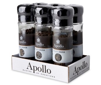 Pepermolen zwarte peper Apollo 6x45 gr.