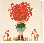 Meisje met bloemenbos  5x1 stuks