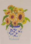 Postkaart zonnebloemen vaas  10x1 stuks