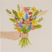 Vierkante kaart bosje bloemen  5x1 stuks