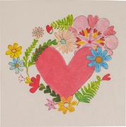 Vierkante kaart hart bloemen  5x1 stuks
