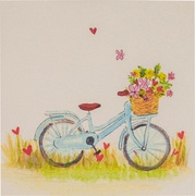 Dubbele kaart fiets bloemen  5x1 stuks