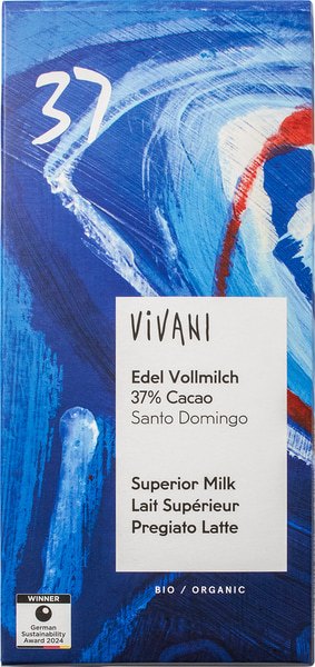 Chocolate bar milk 37% BIO 10x80 gr.