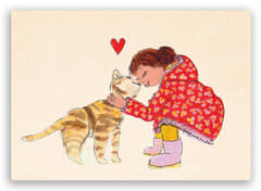 Kaart kat knuffel hartje  10x1 stuks