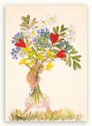 Kaart bosje bloemen dragen  10x1 stuks