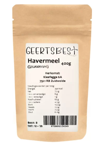 Havermeel Glutenvrij 400 gr.