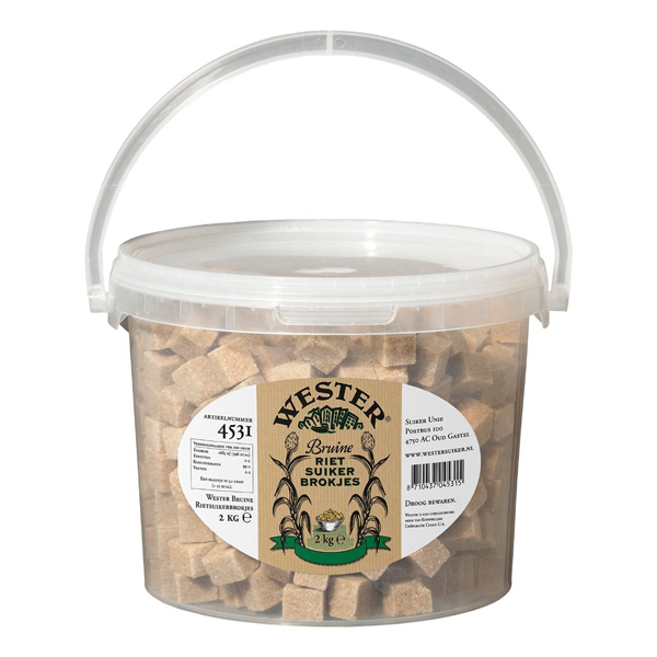 Rietsuiker klontjes Wester emmer 2kg.