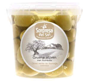 Groene olijf met roomkaas 770gr.