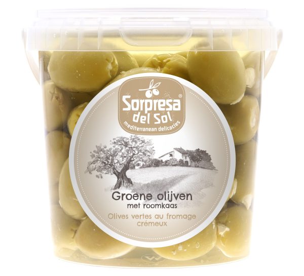Groene olijf met roomkaas 770gr.