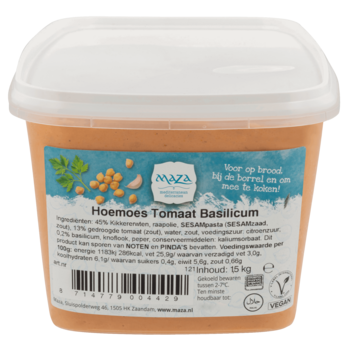 Hoemoes tomaat basilicum Maza 1,5kg