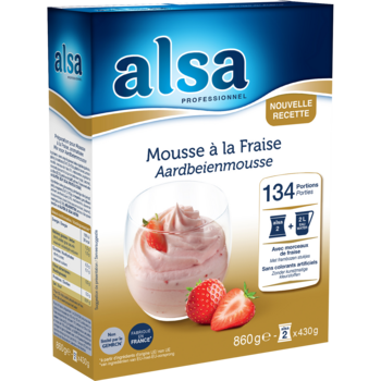 Mousse aardbei Alsa  2x430gr.