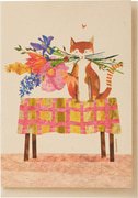 Kaart poes tafel bloemen  10x1 stuks
