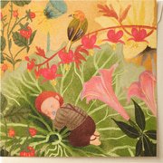 Kaart baby blad vogel  10x1 stuks