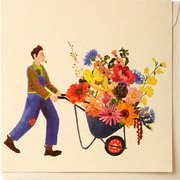Kaart man kruiwagen bloemen  10x1 stuks